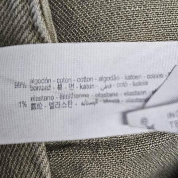 ZARA Women's Military Green Button Fly Hi Rise Jeans Size 4 Straight Ankle Crop - Picture 8 of 10